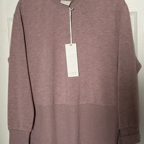 NWT Varley Anthropologie Lowry Longline Double soft Sweatshirt light mauve s - Picture 6 of 6